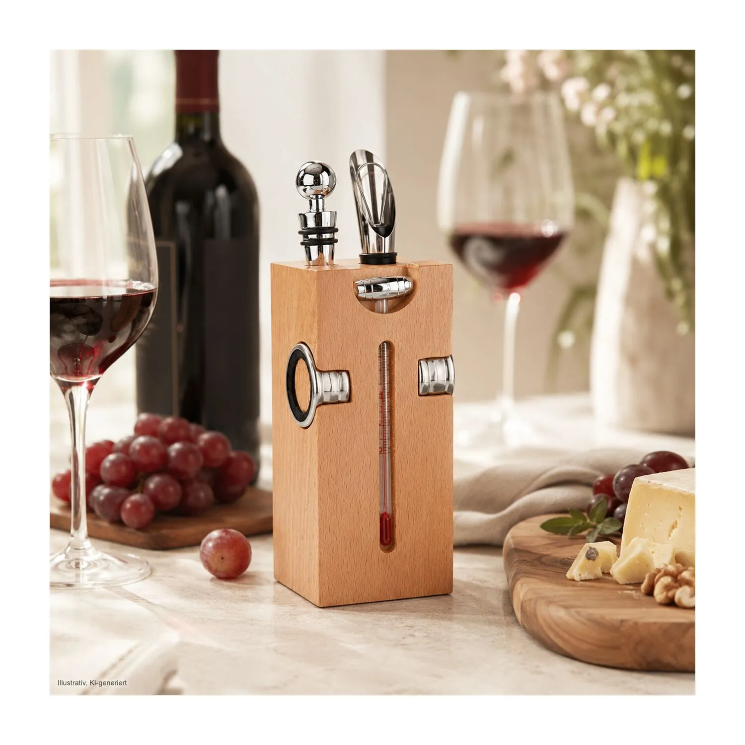 Geschenkset / Präsenteset: Buche-Block mit Wein, orange – Bild 5