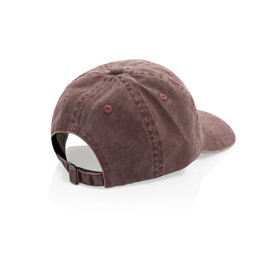 BEAU AWARE™ Washed 6-Panel Kappe aus 270gr/m² Baumwolltwill, maroon – Bild 2