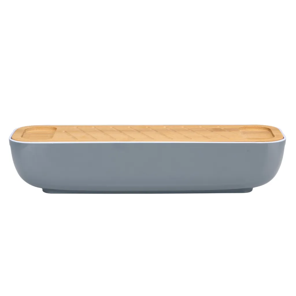 ALPINA Brotkasten mit Deckel und Schneidebrett, Grau – Bild 4