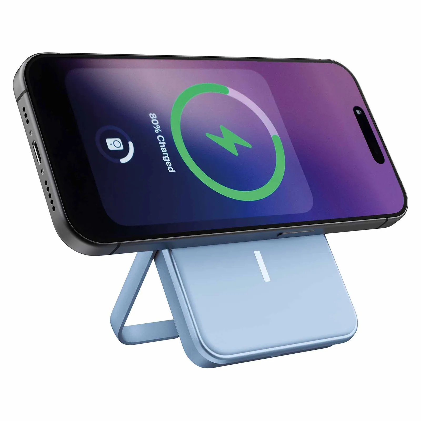Fresh 'n Rebel Magnetische kabellose Powerbank 5000 mAh, Leuchtblau – Bild 2
