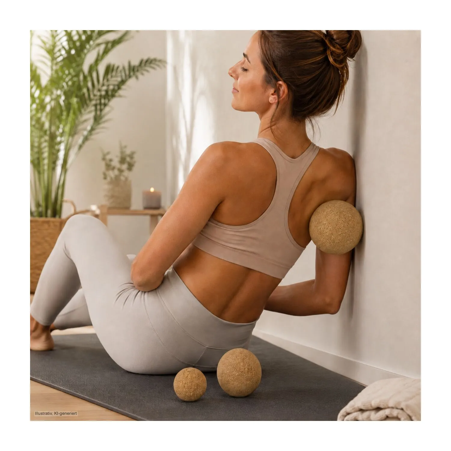 Massagebälle Cork, 3er Set Faszienbälle in verschiedenen Größen, braun – Bild 10