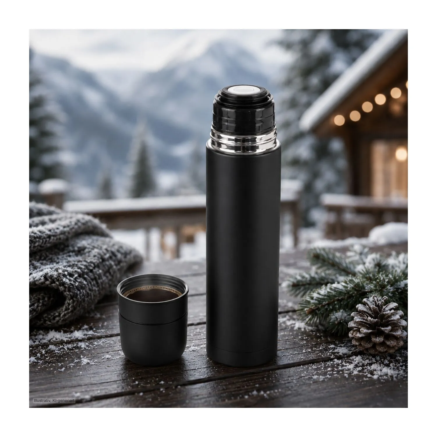 ROMINOX® Isolierkanne // Cup in Cup - mit 2 Deckeln - Silber, silber – Bild 8