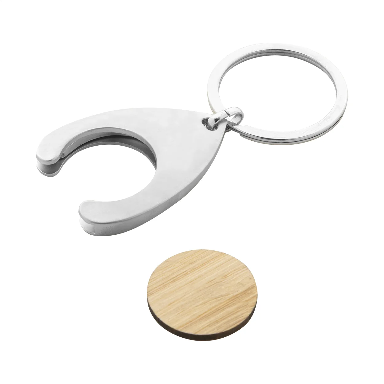 Schlüsselanhänger Zoinc mit Einkaufswagenchip, natur, silber – Bild 3