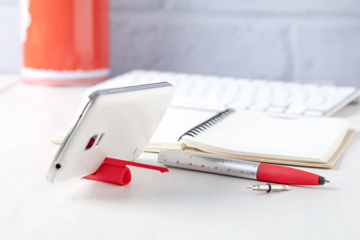 Touchpen Handy mit Kugelschreiber, rot, silber – Bild 3
