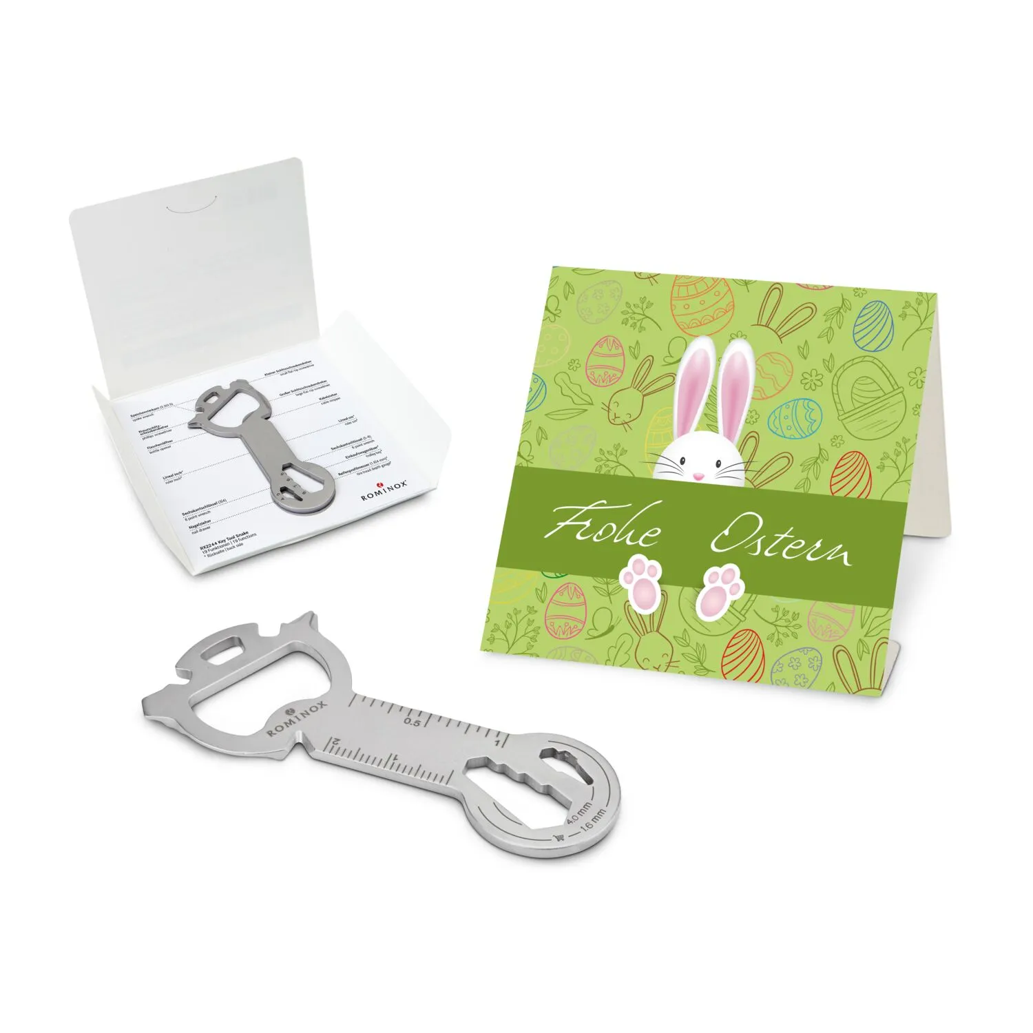 Geschenkartikel: ROMINOX® Key Tool / Multifunktionswerkzeug im Motiv-Mäppchen Osterhase