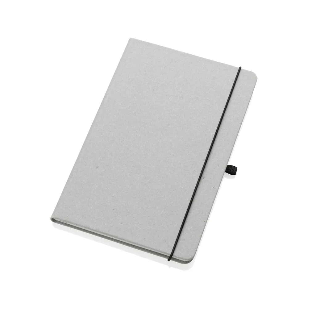 A5 Hardcover Notizbuch aus GRS recyceltem PU, Hellgrau – Bild 2