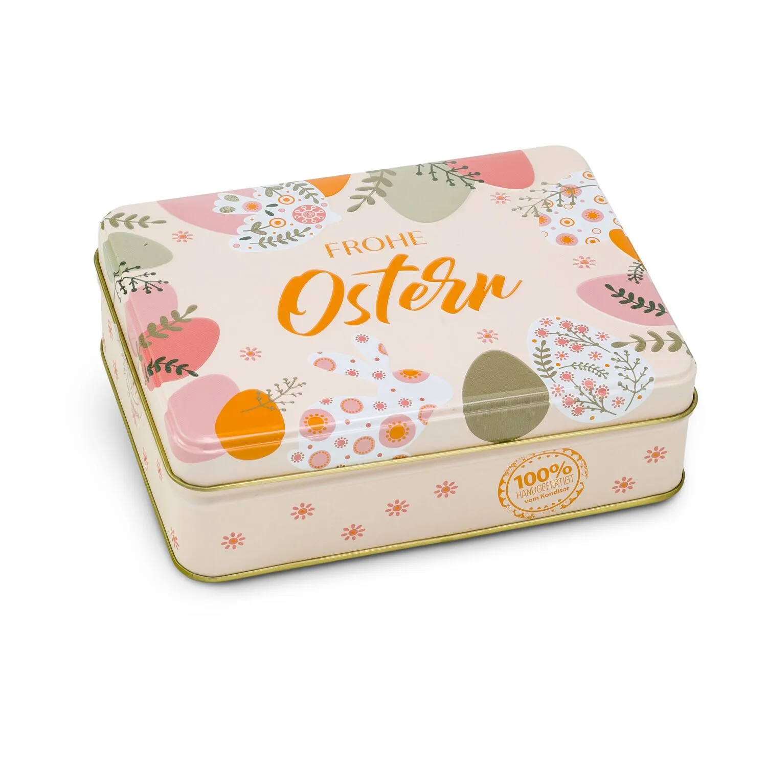 Geschenkartikel / Präsentartikel: Frohe Ostern - Pralinendose mit 125 g, grün – Bild 3