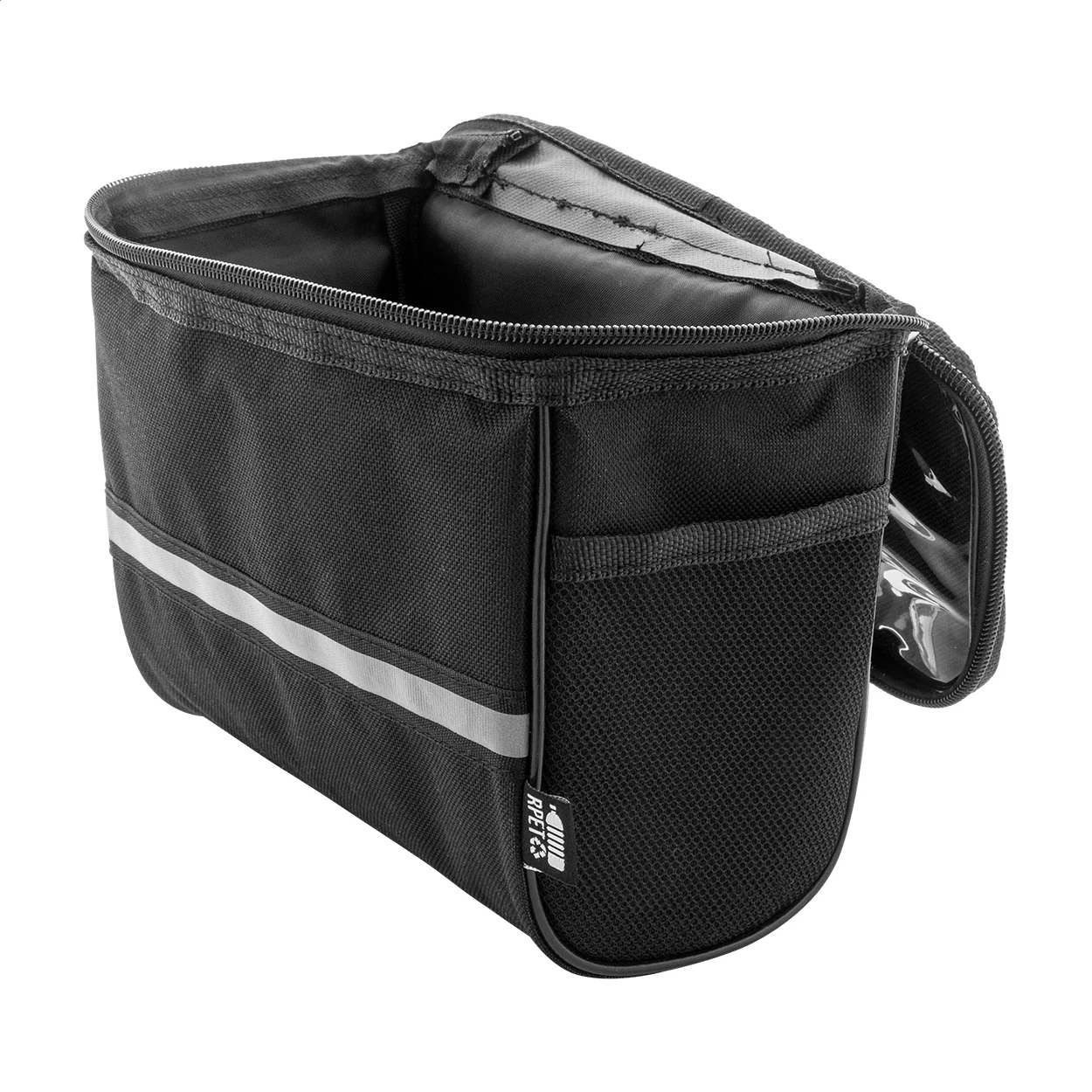 RPET-Fahrrad-Handyhaltertasche Velofon Plus, schwarz – Bild 4
