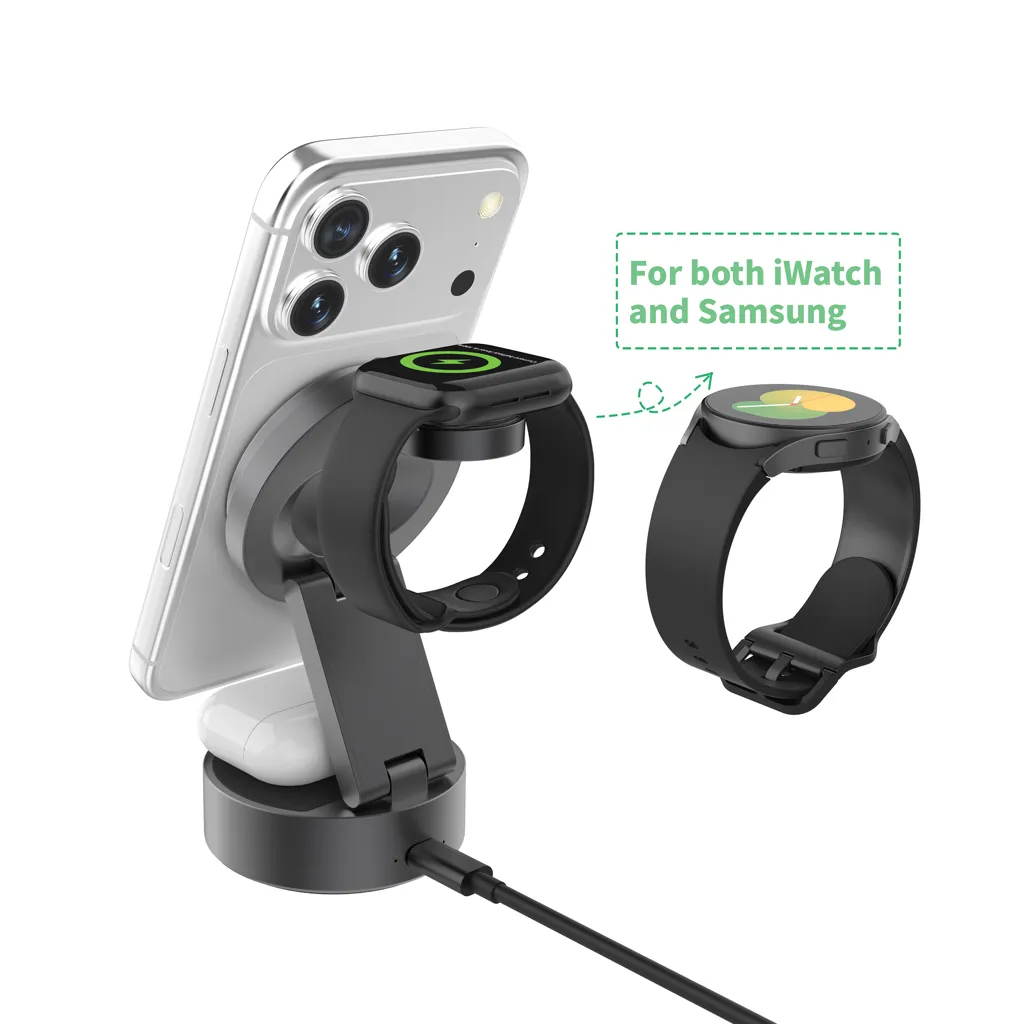 Quantum ultraschnelles kabelloses 3-in-1 25W RCS Ladegerät, grau – Bild 6