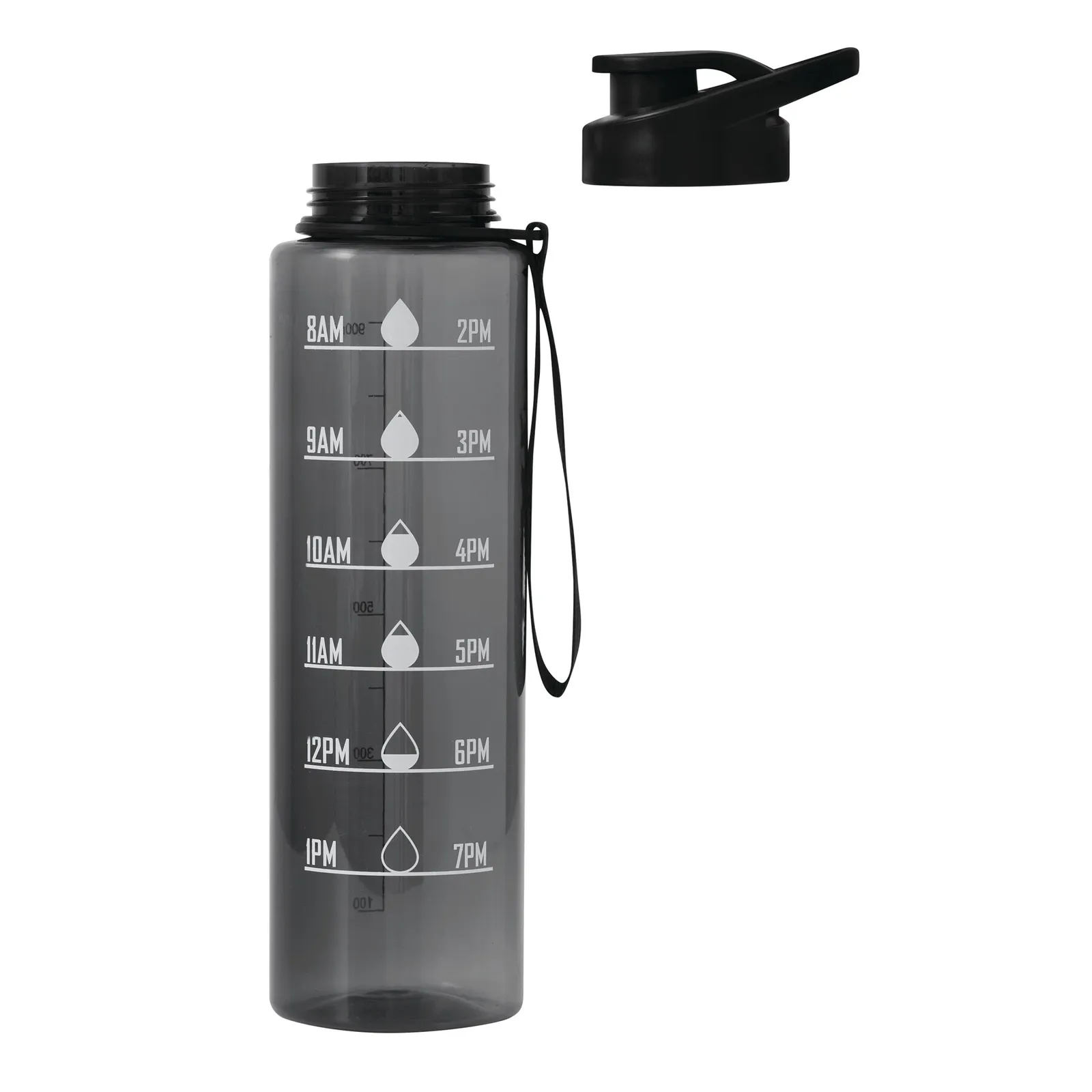 AQUA LEVEL - Sport-Trinkflasche, schwarz – Bild 5