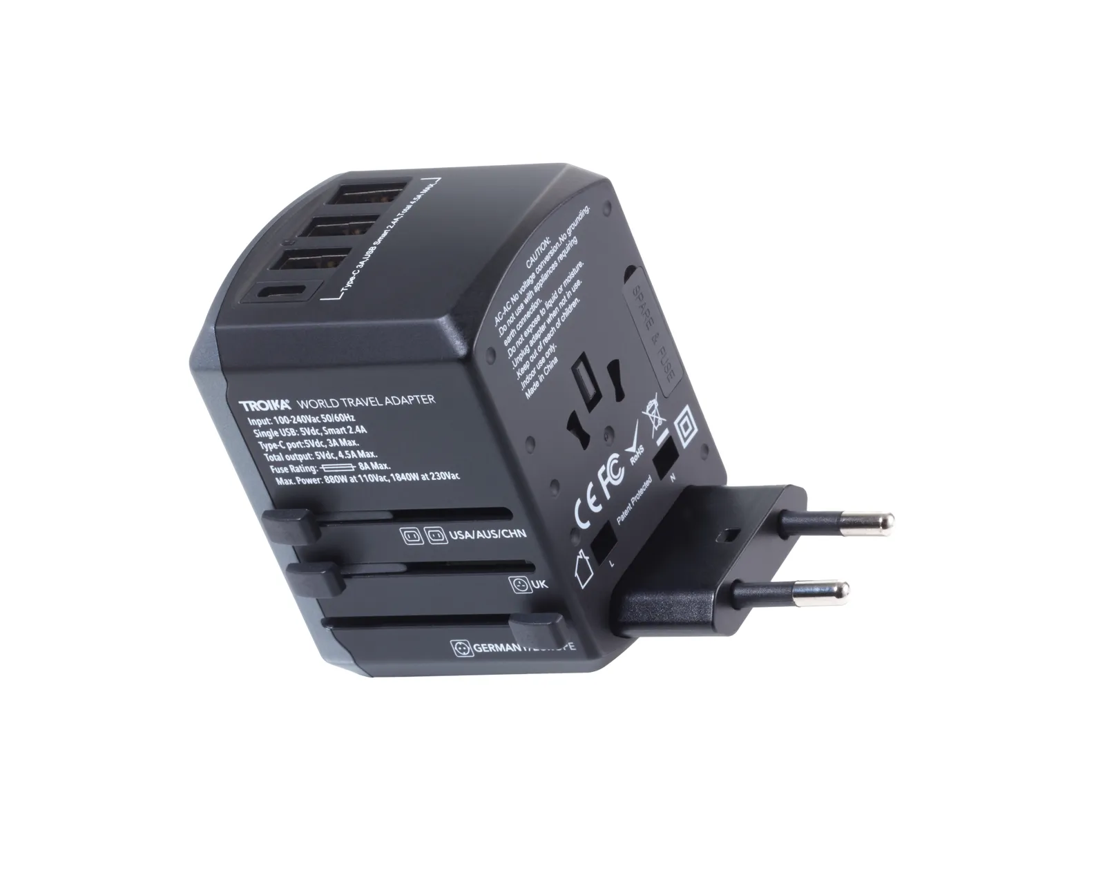 Reiseadapter-Set TROIKA WORLD TRAVEL ADAPTER, grau/schwarz – Bild 4