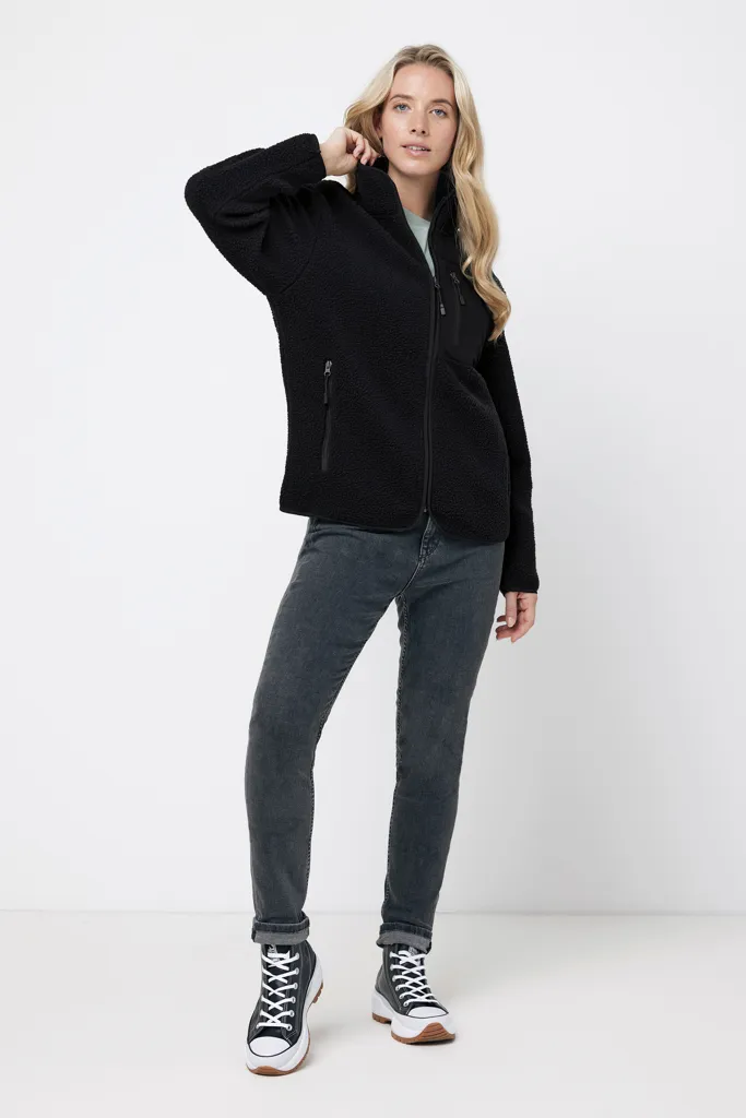 IQONIQ Diran Fleecejacke aus recyceltem Polyesterflor, schwarz – Bild 5