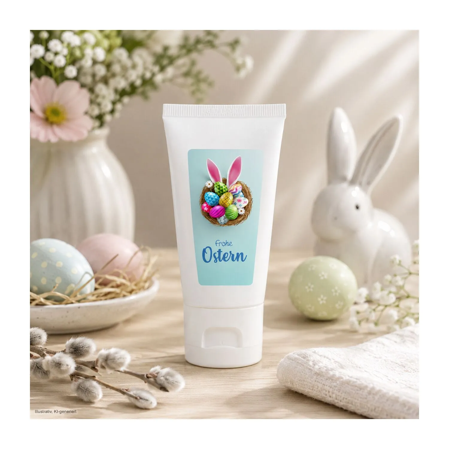 Frohe Ostern Pflegetube 50 ml - Hand- und Nagelcreme ALOE VERA SENSITIV, blau – Bild 2