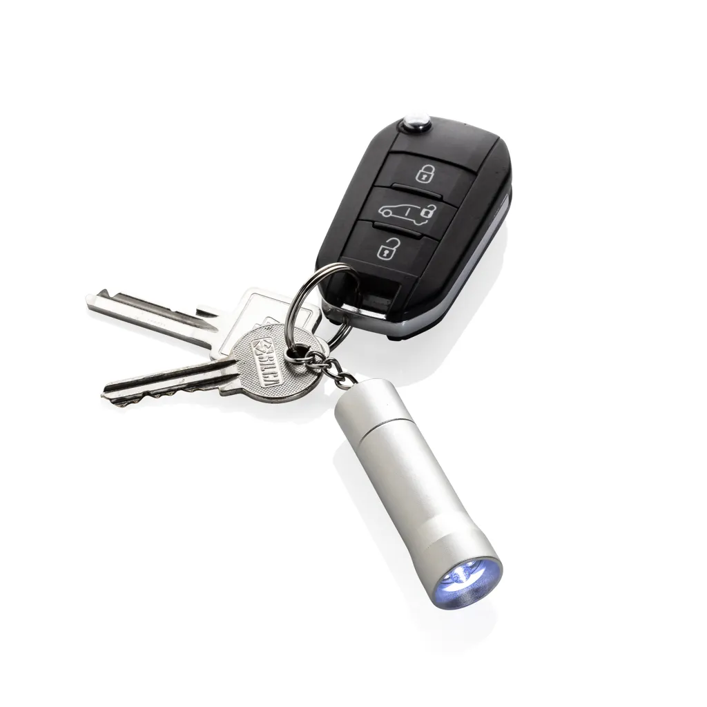 Flash Schlüsselanhänger-Taschenlampe aus RCS rec. Aluminium, Silbergrau – Bild 2