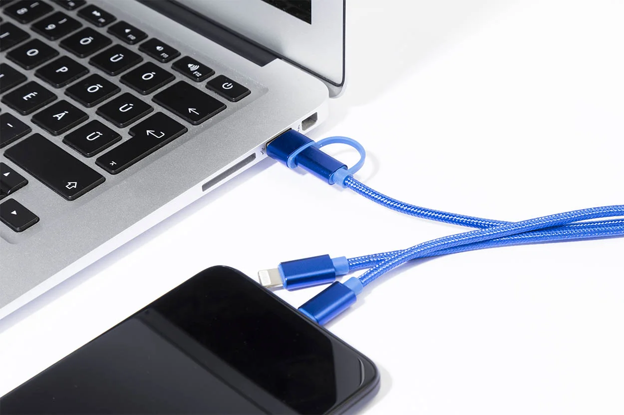 USB-Ladekabel Rafob mit Schlüsselanhänger, blau – Bild 2