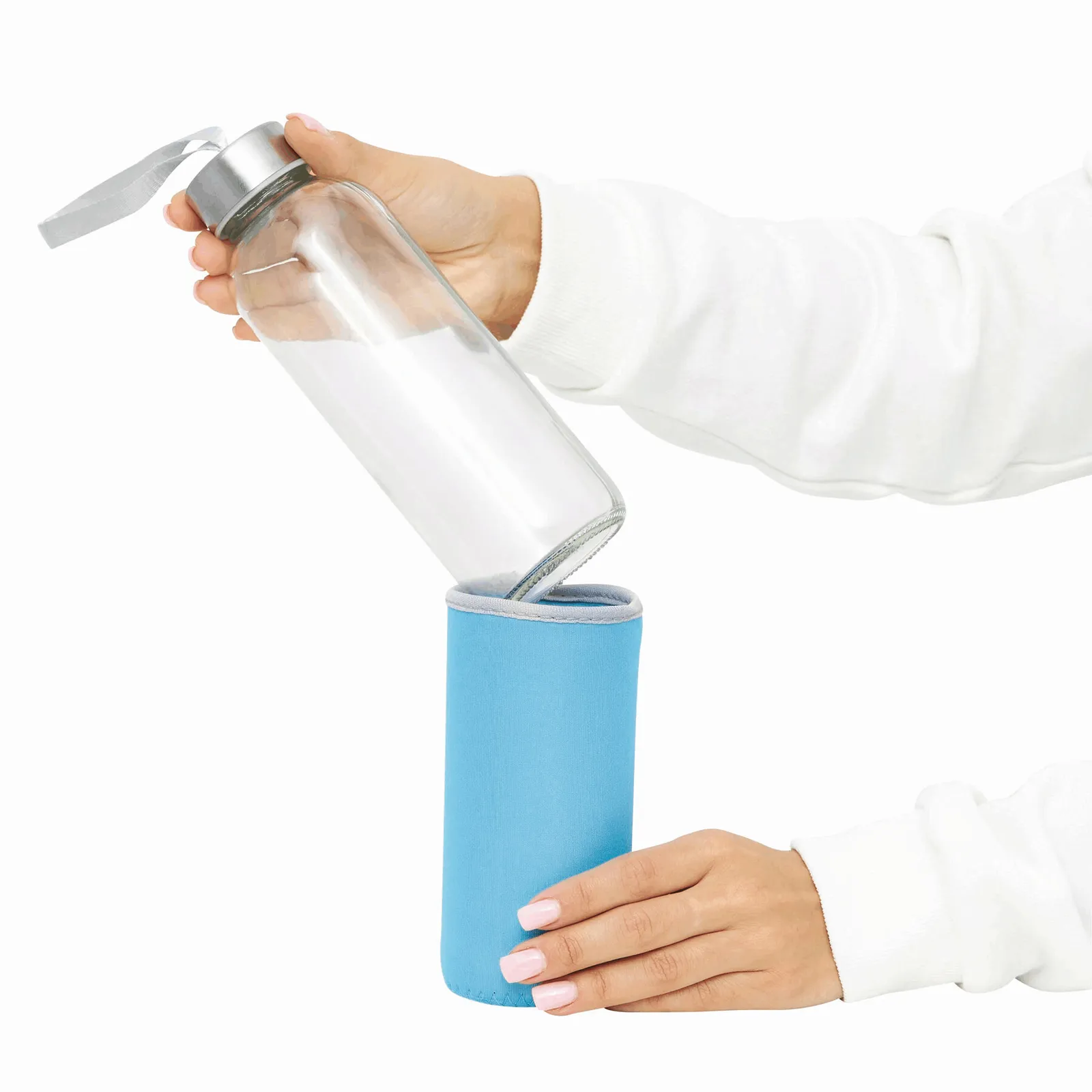 TAKE WELL - Glas-Flasche, himmelblau, transparent – Bild 8