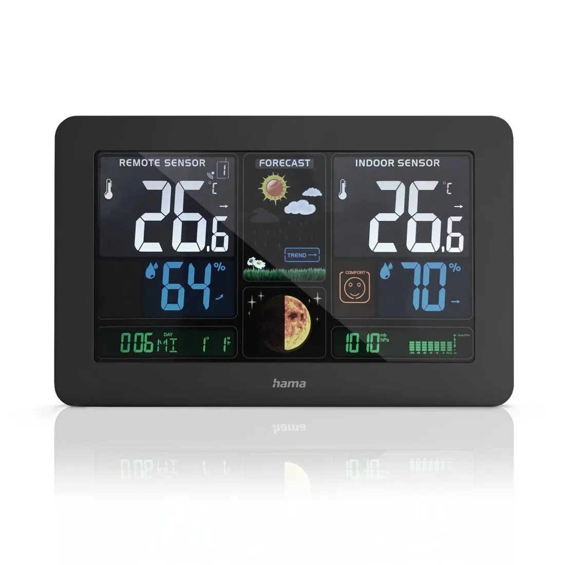 Hama "Premium" Wetterstation mit LED-Farbdisplay, Schwarz – Bild 3