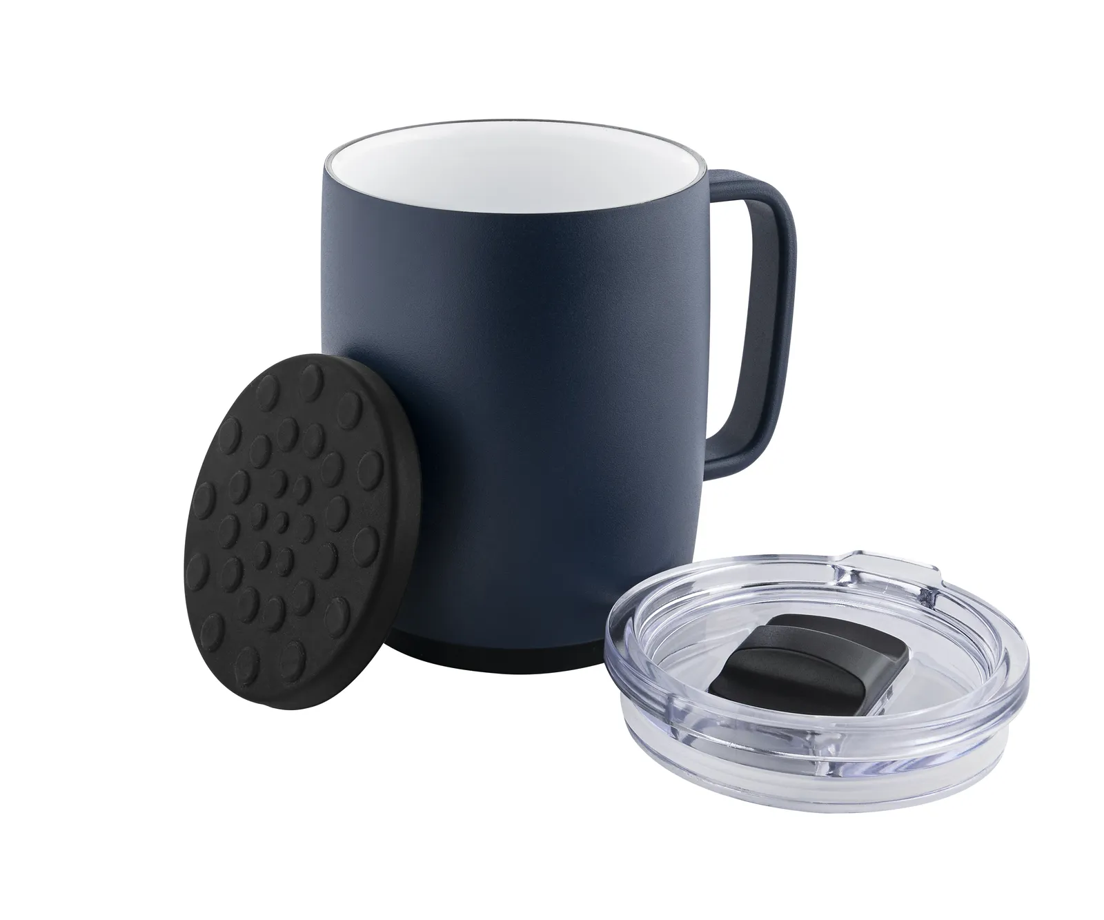 Thermobecher "Crema OfficeVibeThermo" schwarz mit Deckel, blau – Bild 3