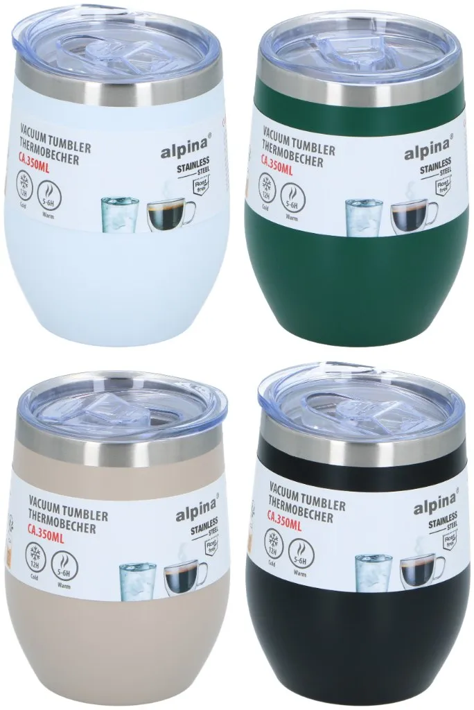 ALPINA Vakuum-Isolierbecher 350ml, Black/White/Beige/Green – Bild 2