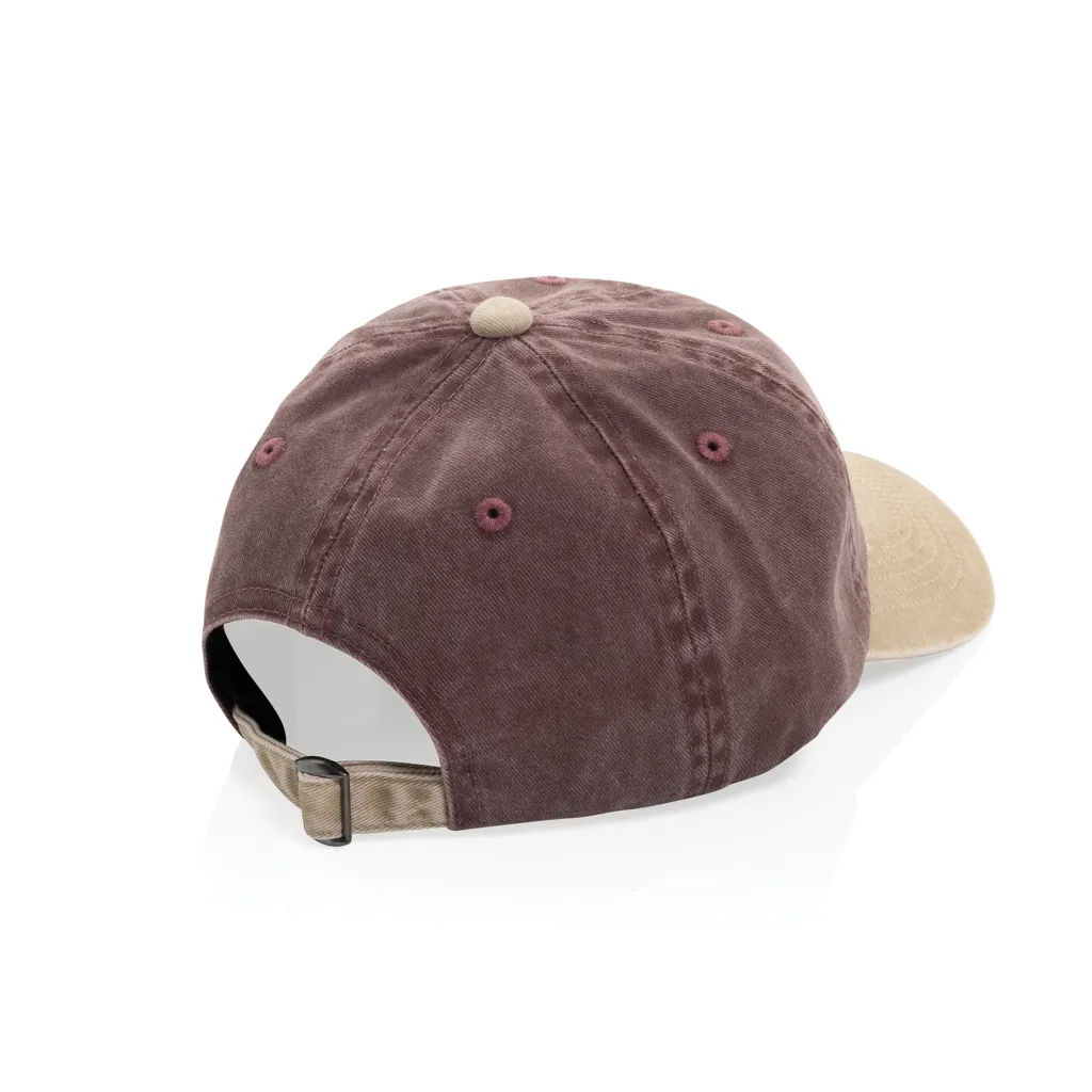 BEAU AWARE™ Two-Tone 6-Panel-Cap aus washed Cotton-Twill, maroon – Bild 2