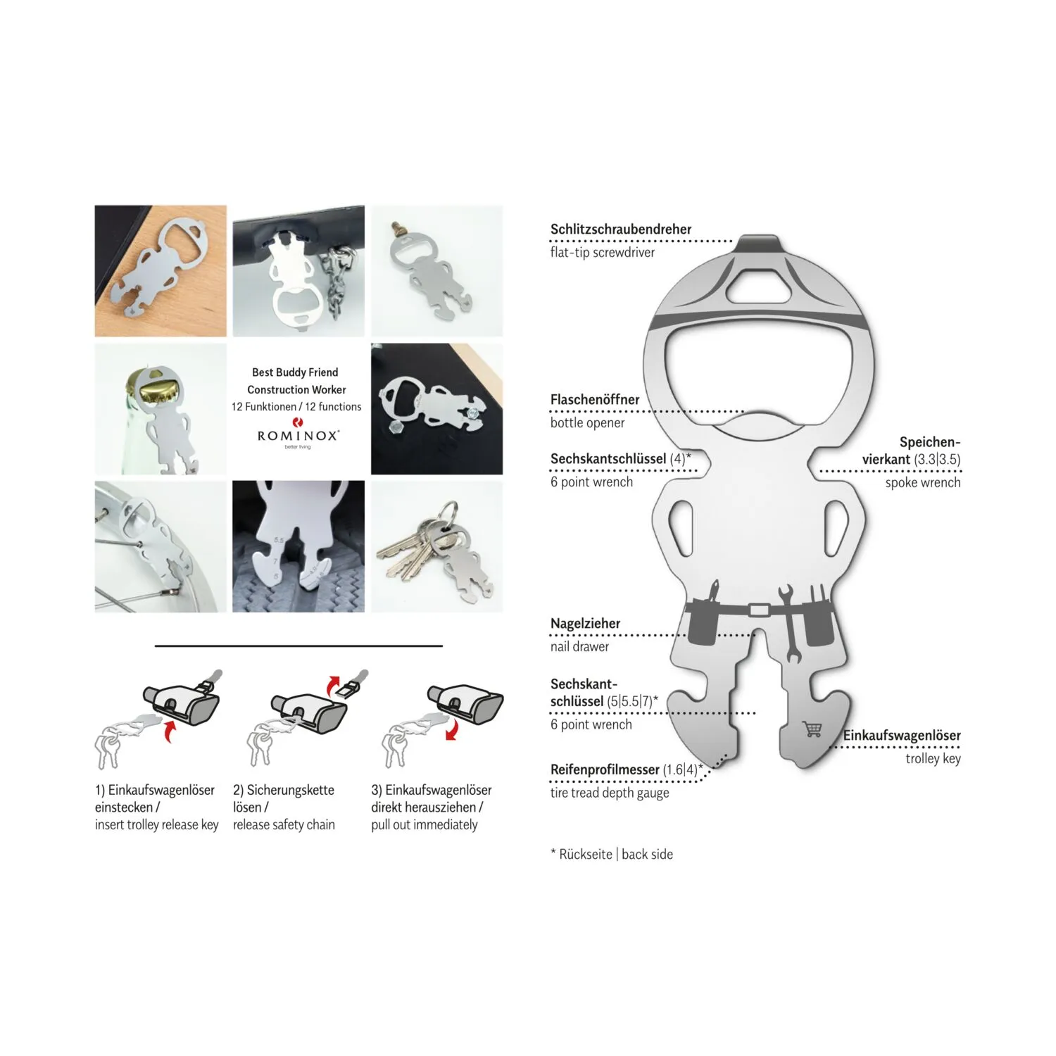ROMINOX® Best Buddy Friend // Construction Worker, silber – Bild 3
