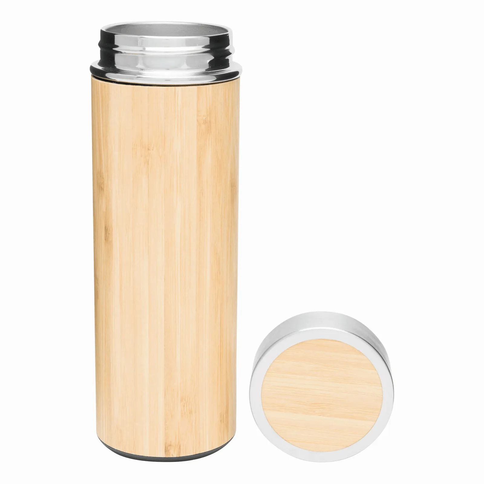 BAMBOO GO - Isolierflasche braun, silber, braun, silber – Bild 3