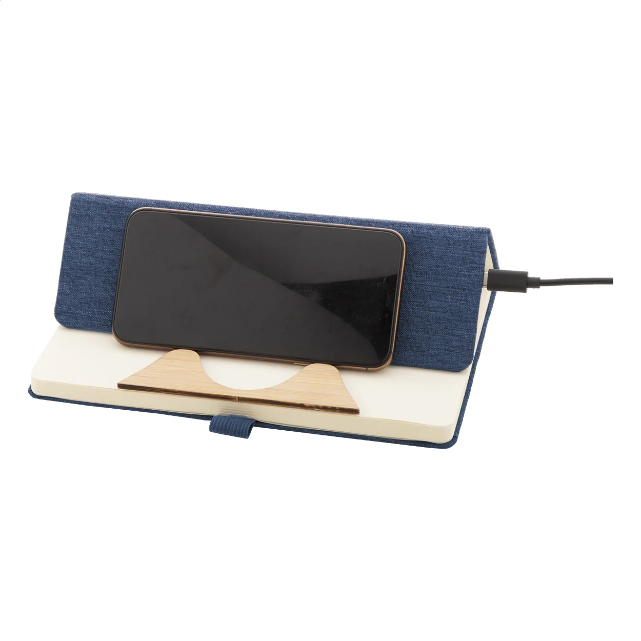 RPET Wireless-Charger/Notizbuch Chatom, dunkelblau – Bild 6