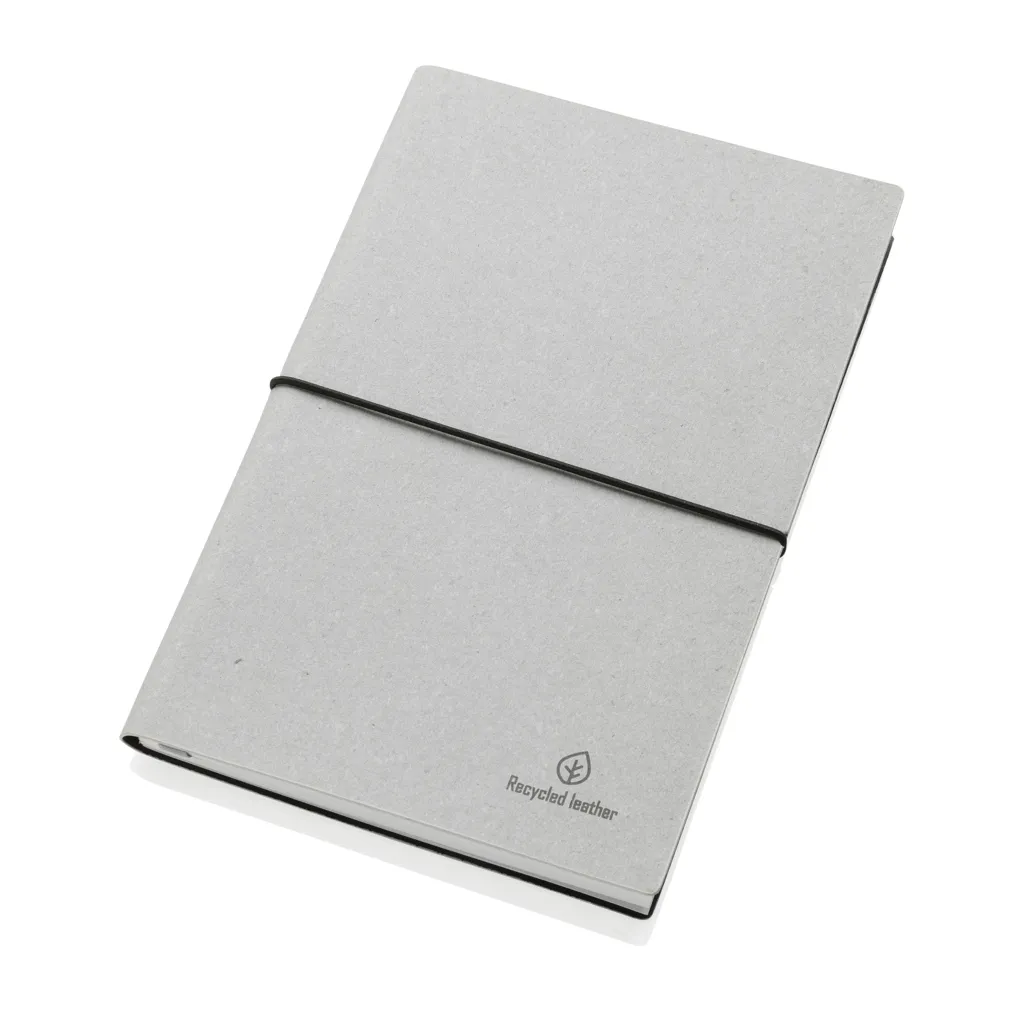 A5 Notizbuch aus GRS recyceltem Leder, Hellgrau – Bild 2