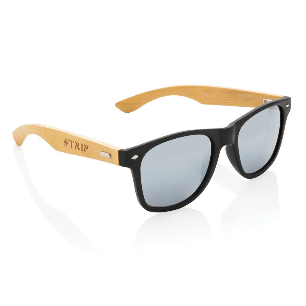 Sonnenbrille aus Bambus und RCS recyceltem Kunststoff, schwarz – Bild 4