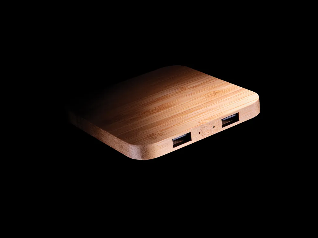 5W-Wireless-Charger aus Bambus mit USB, braun – Bild 6