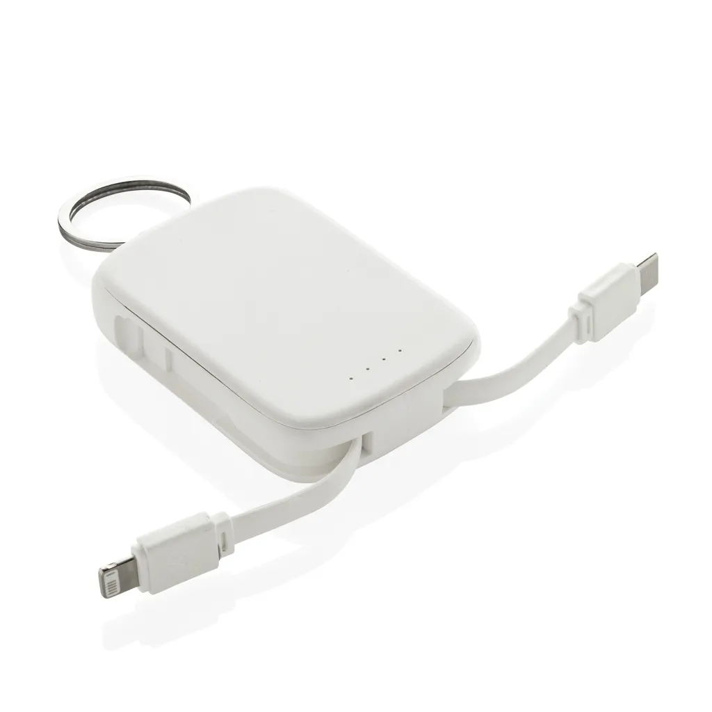 Nexo RCS Key-Chain-Powerbank 2.000mAh mit integr. Kabeln, weiß – Bild 2