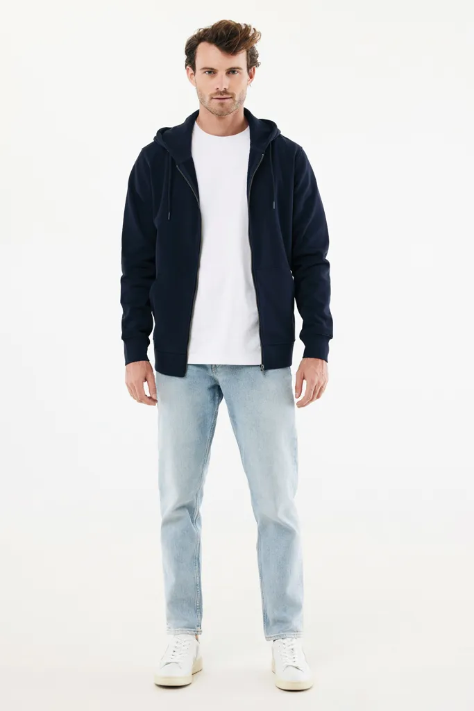 IQONIQ Abisko Zip-Kapuzenpullover aus recycelter Baumwolle, navy blau – Bild 5