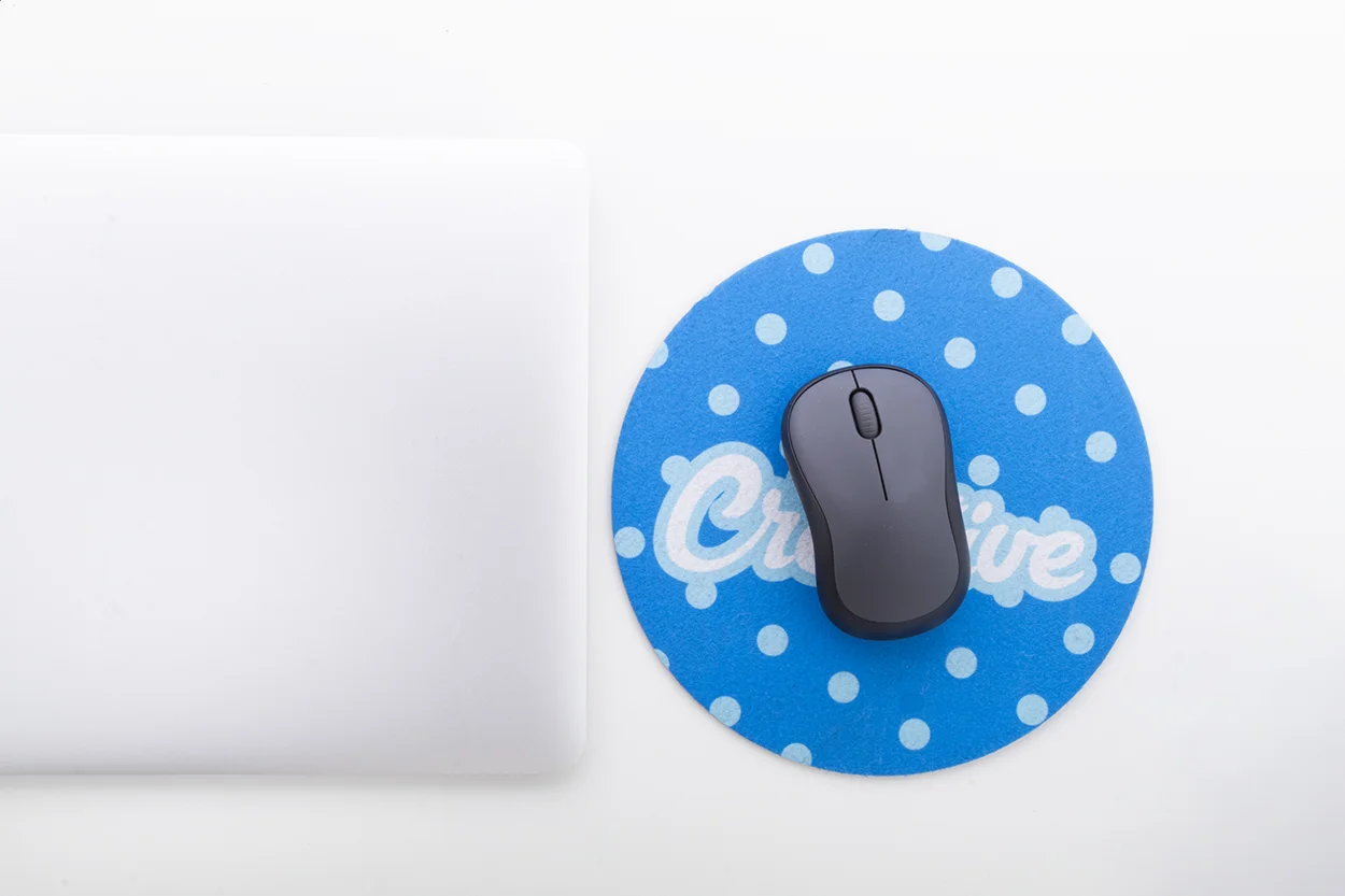 RPET Mauspad CreaFelt Cursor Round, weiß – Bild 5